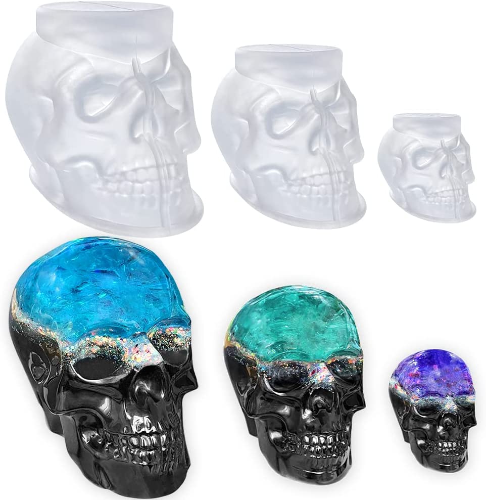 3pcs 3D Skull Resin Molds Set of Large + Medium + Small – IntoResin